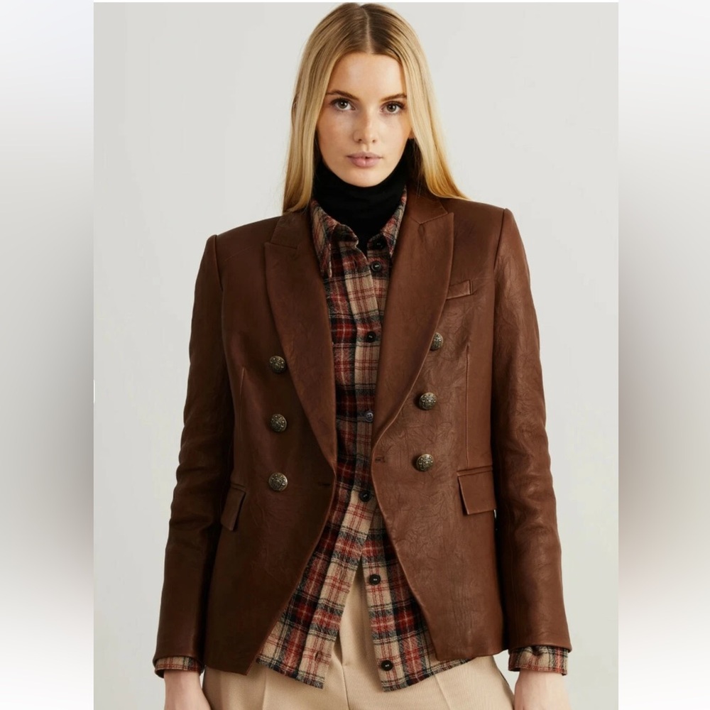 $1295 Veronica Beard textured lamb leather Miller Dickey Jacket Blazer sz 6